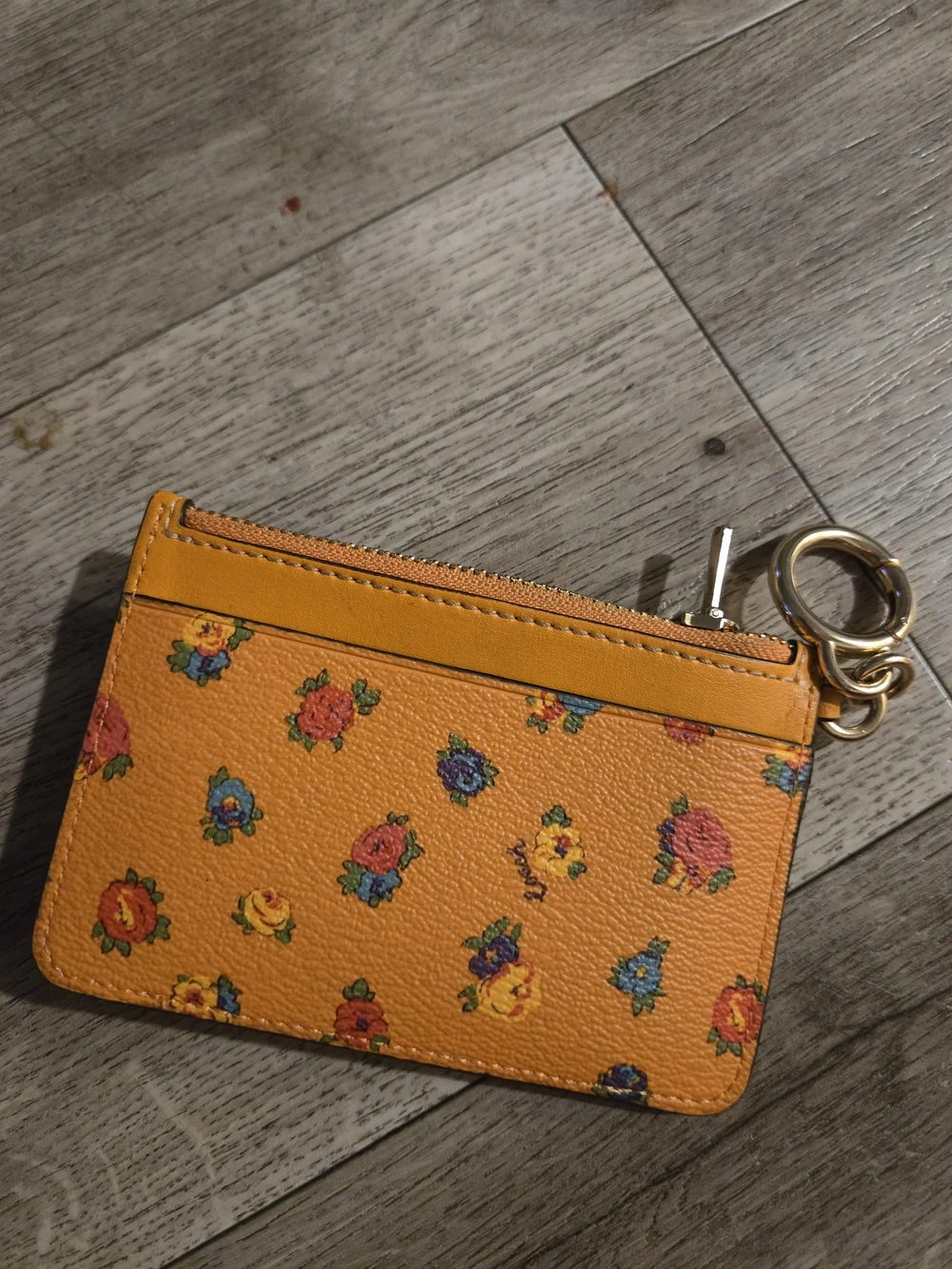 Coach Floral Leather Attachment Card Case